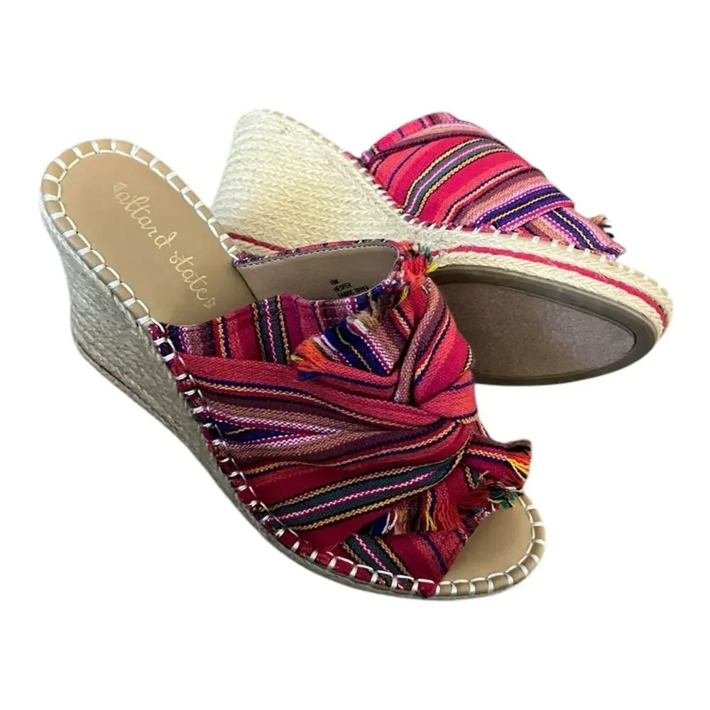 Altar'd State Hesper Espadrille Wedge Boho Colorful Artsy Striped Shoe 10